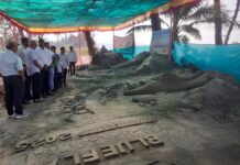 गुहागर समुद्रकिनारी वाळू शिल्पकलेची मंदियाळी ,अष्टवणे गणेश मंदिर, भगवान शंकर, कोकण कल्चरची प्रतिकृती