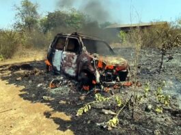 खेड ; भोस्ते घाटात धावत्या वॅगनारला भीषण आग