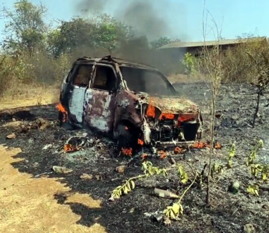 खेड ; भोस्ते घाटात धावत्या वॅगनारला भीषण आग